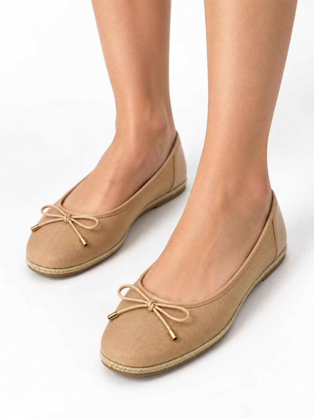 A New Day Beige Mesh Bow Espadrille Ballet Flats Balletcore Coquette Ballerina